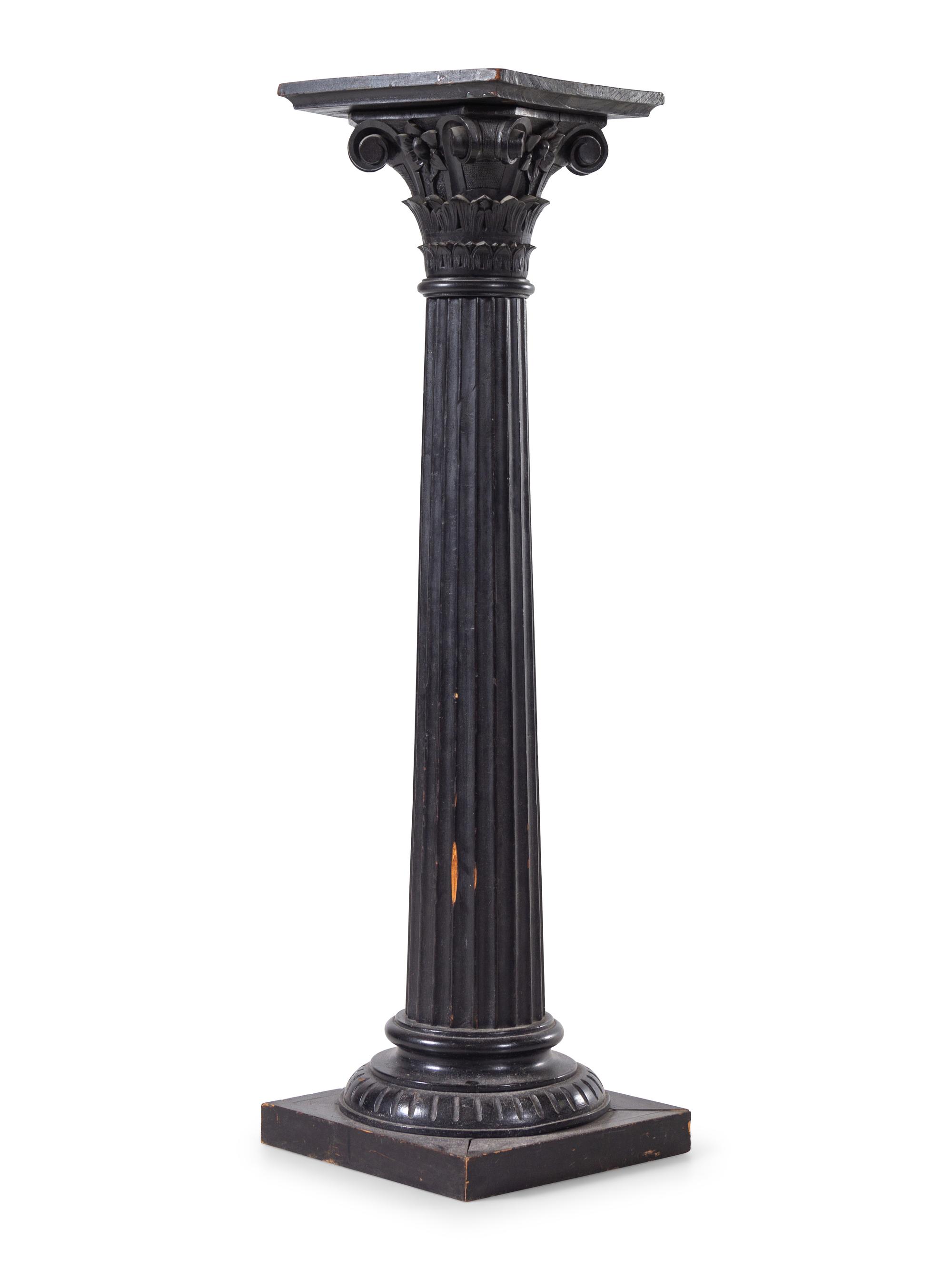 A Continental Ebonized Wood Pedestal