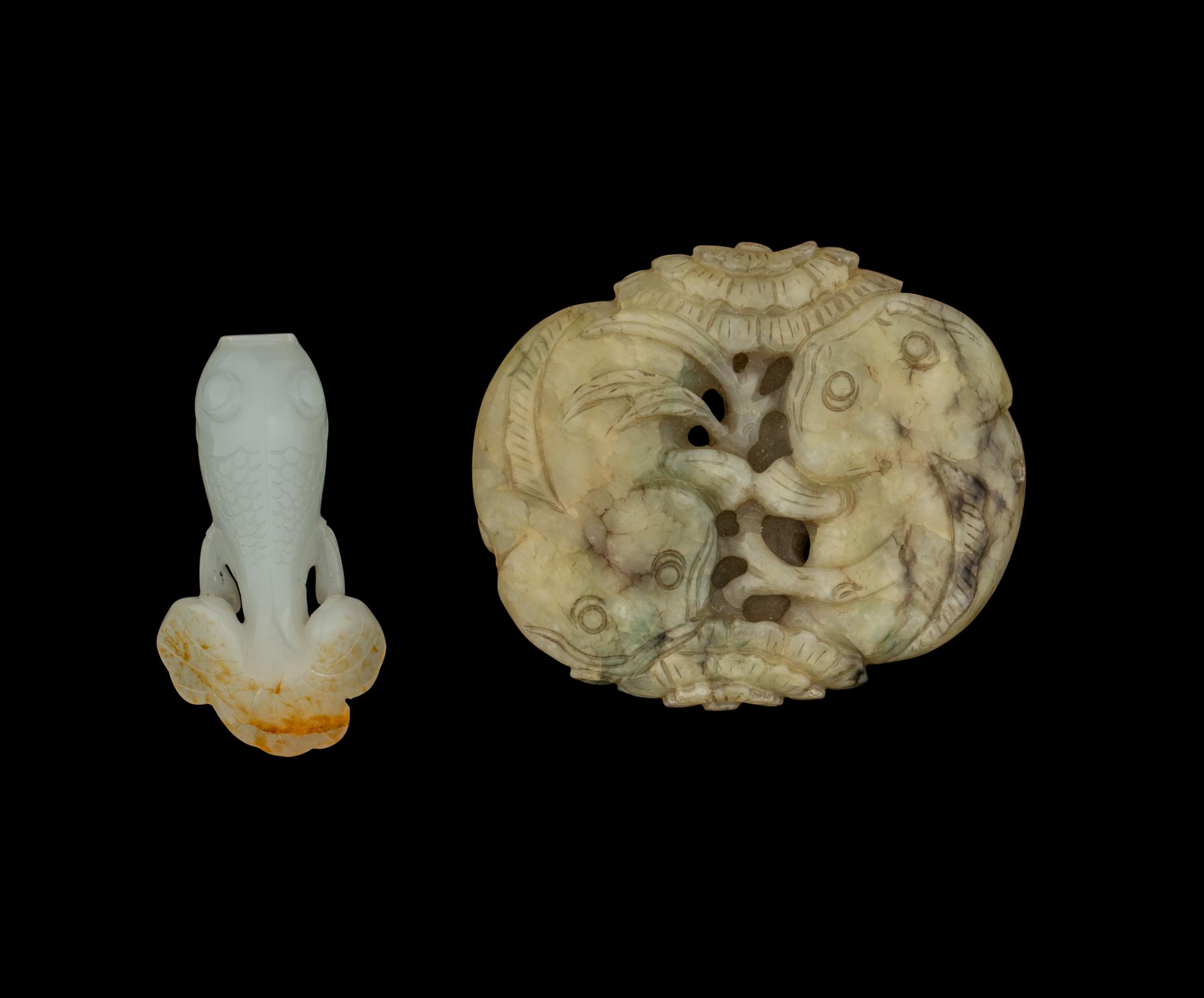 Two Chinese Jade Carvings of Fish