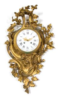 A Louis XV Style Gilt Bronze Cartel Clock Height 25 x width 14 x depth 5 inches. — 19TH CENTURY