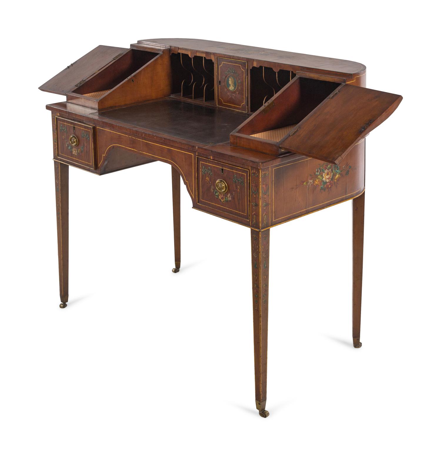 An Edwardian Painted Mahogany Carlton House Desk