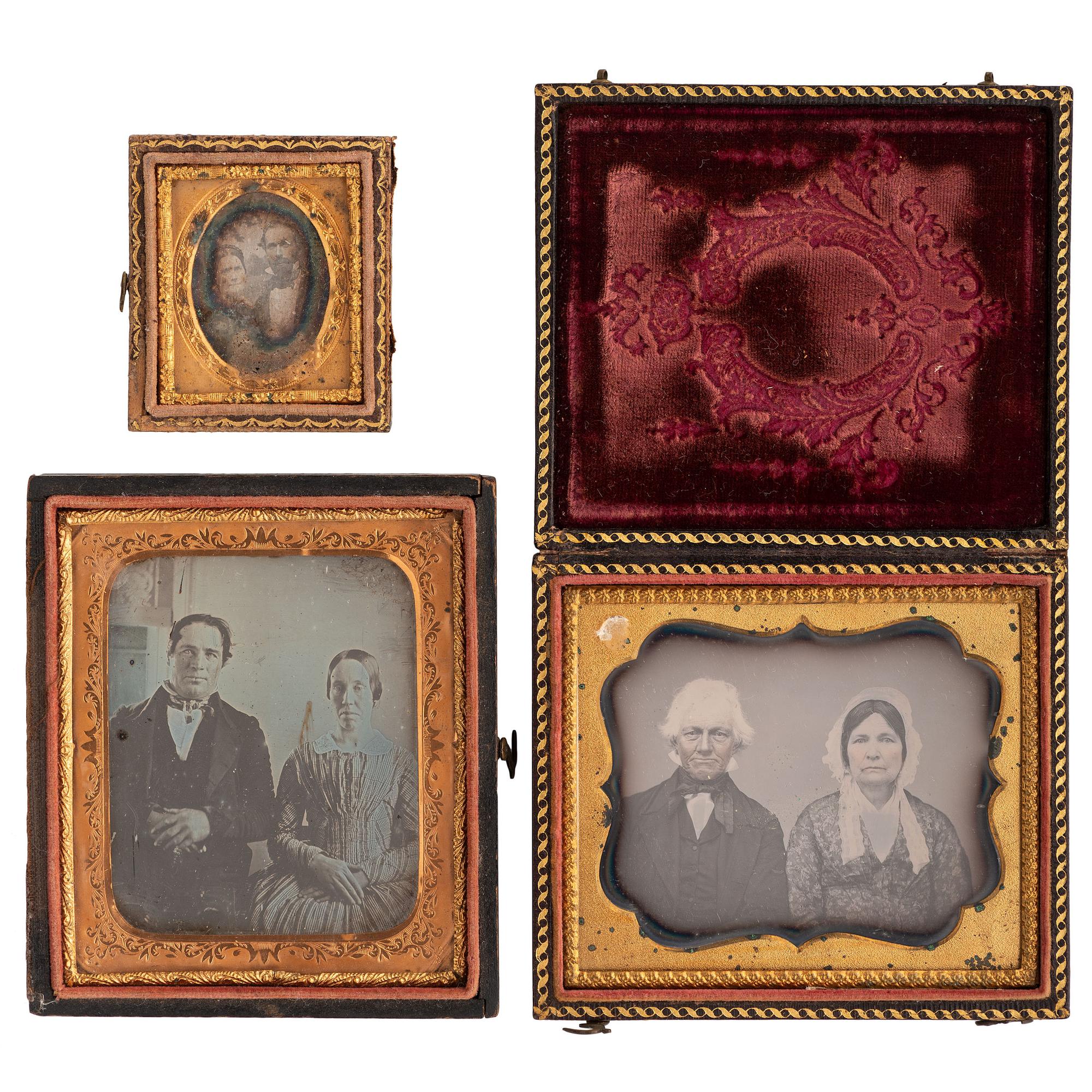 [EARLY PHOTOGRAPHY - PORTRAITURE]. A collection of daguerreotypes and ambrotypes of couples, including:
