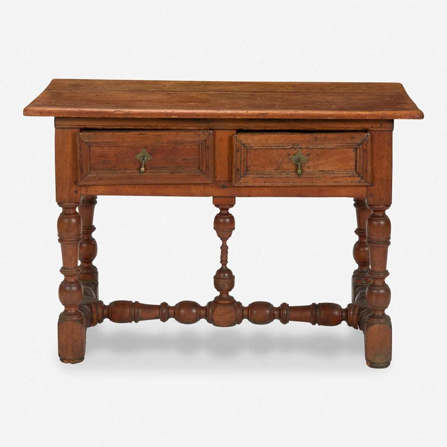 A William & Mary carved and turned walnut stretcher table Upper Mississippi River Valley, second half 18th century