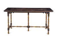 A Chinoiserie Decorated Black Lacquered Console Table