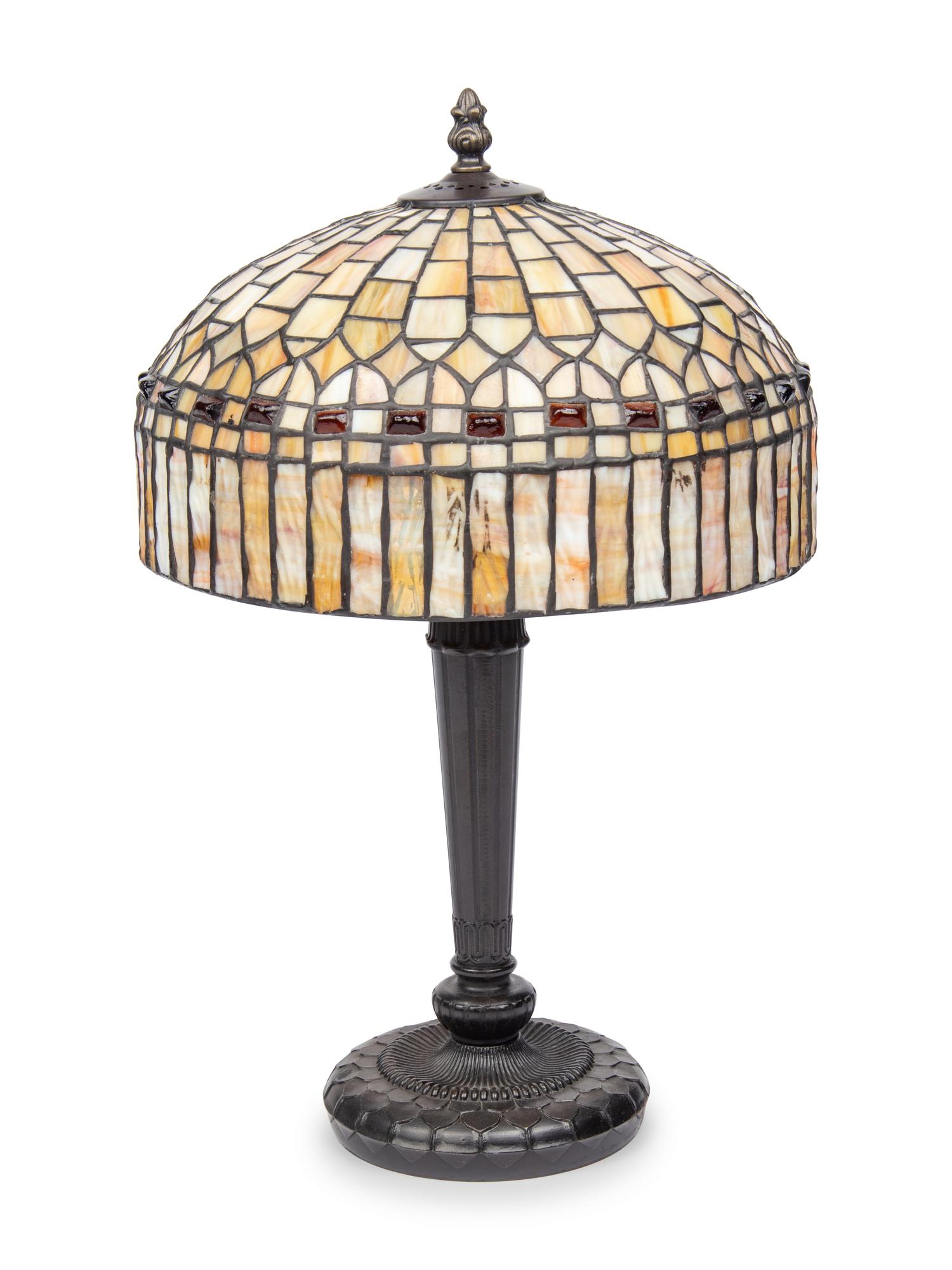 A Leaded Glass Table Lamp