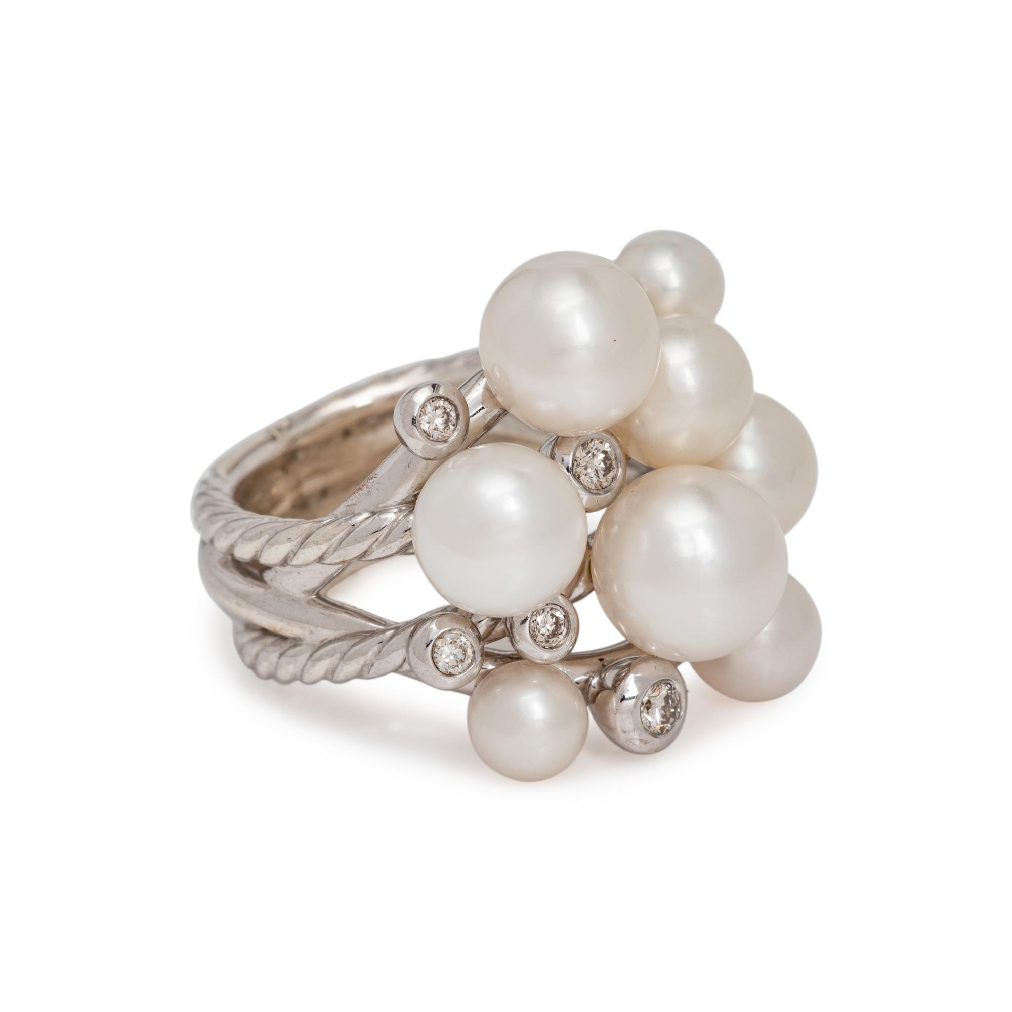 DAVID YURMAN, CULTURED PEARL AND DIAMOND 'LARGE PEARL CLUSTER' RING