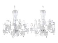 A Pair of Cut Glass Sixteen-Light Chandeliers