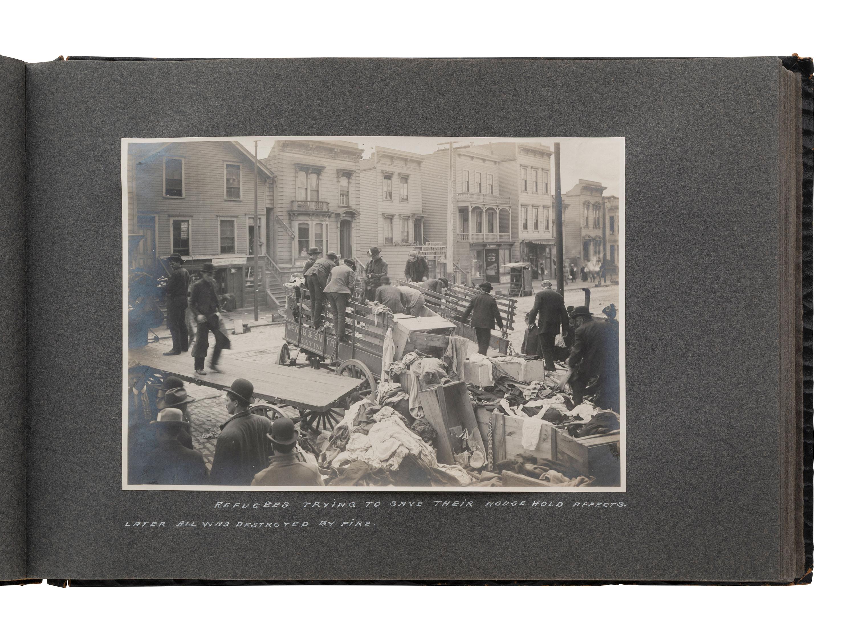 [EARLY PHOTOGRAPHY - CALIFORNIA]. Photo album documenting the San Francisco Earthquake of 1906.