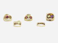 A Group of Yellow Gold and Gem-Set Rings
