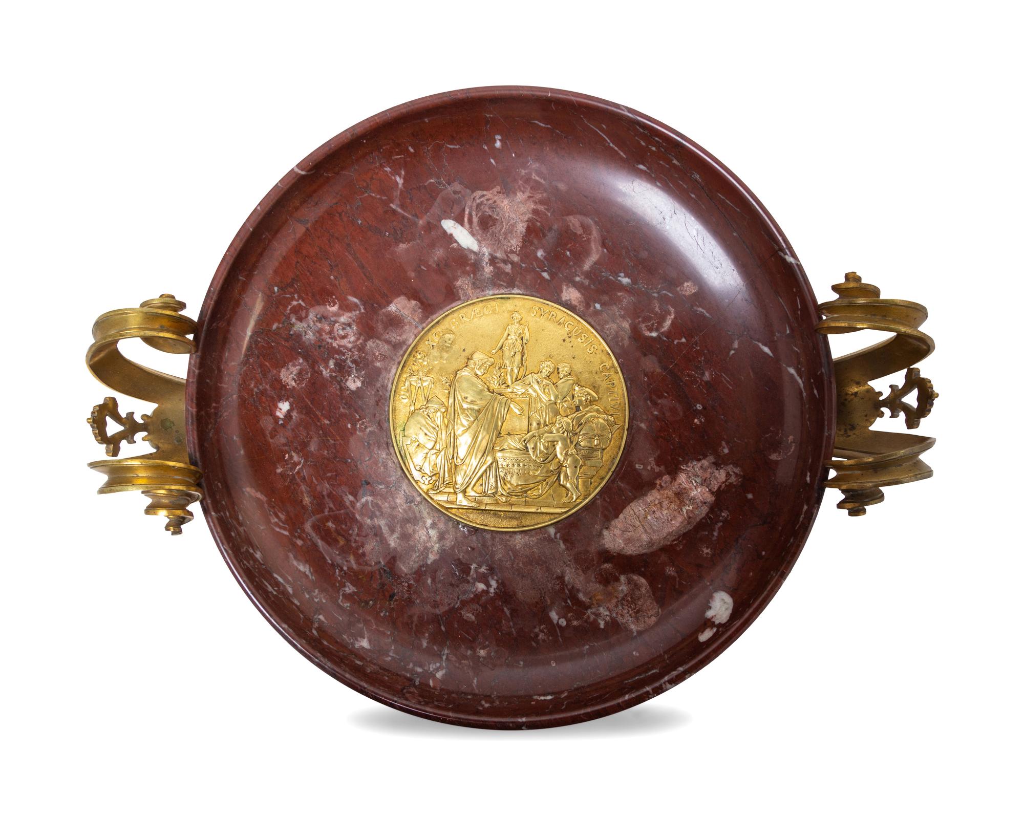 A Napoleon III Gilt Bronze and Marble Tazza
