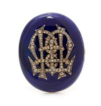 A Victorian Yellow Gold, Diamond and Enamel Monogram Brooch, 10.30 dwts.
