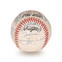 A 1992 Atlanta Braves National League Champions Team Signed Autograph Baseball With 17 Signatures (Beckett Authentication Services Letter BAS Certified),