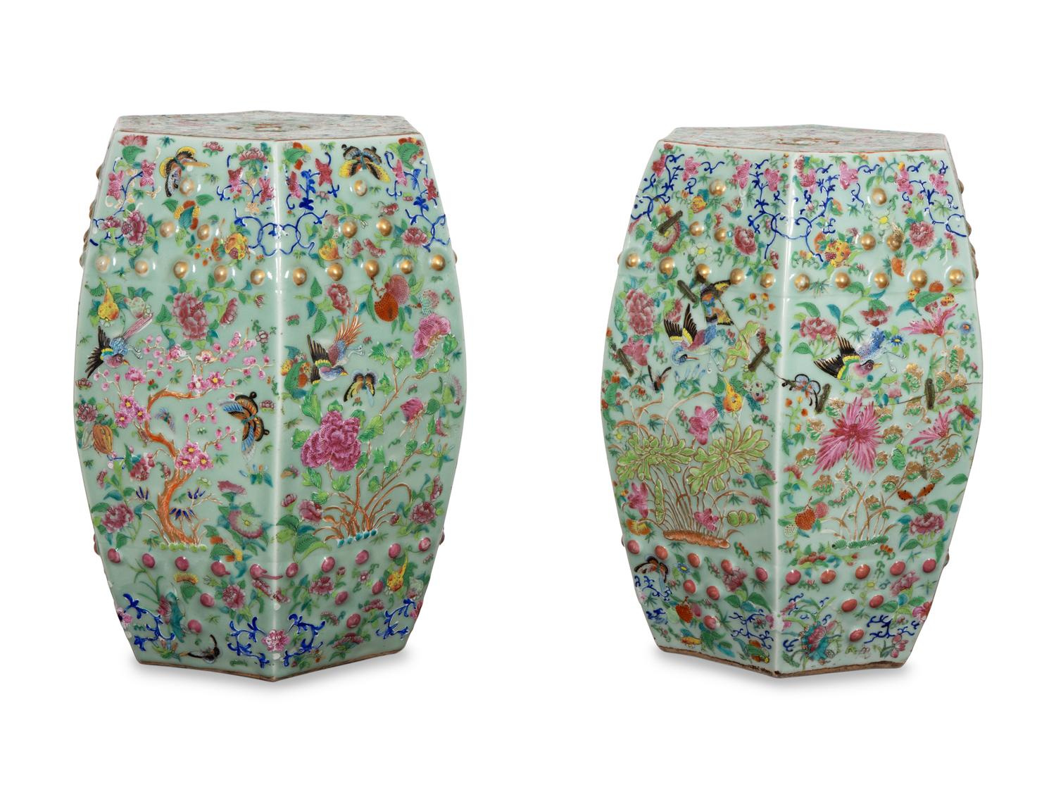 A Pair of Chinese Enameled Porcelain Garden Seats