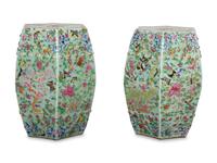 A Pair of Chinese Enameled Porcelain Garden Seats