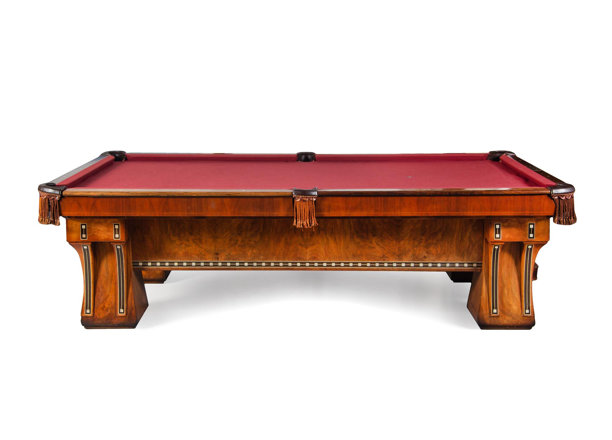 A Brunswick-Balke-Collender Co. 'Hudson' Art Deco Walnut Billiard Table