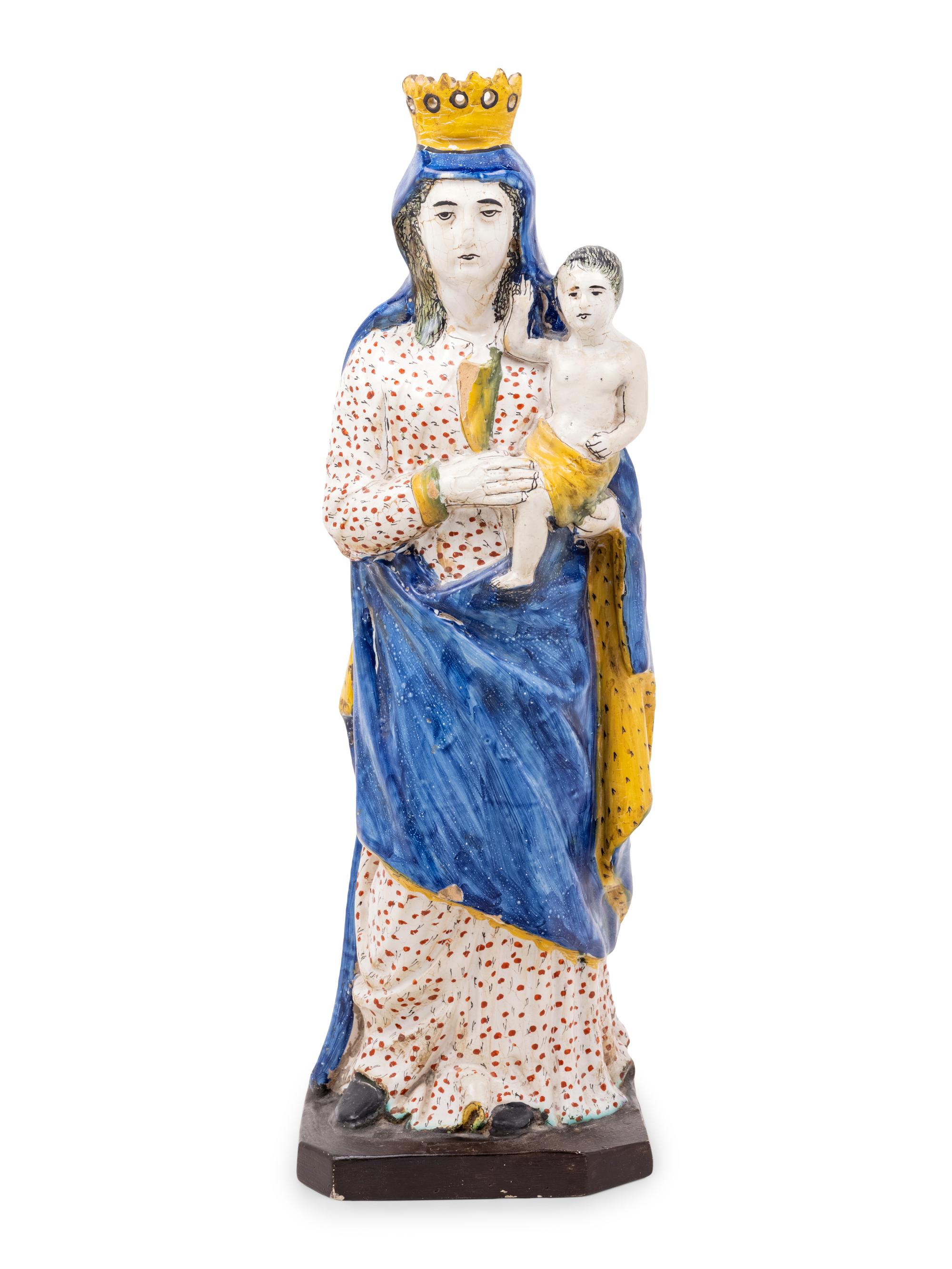 An Italian Faïence Figure of the Madonna and Child