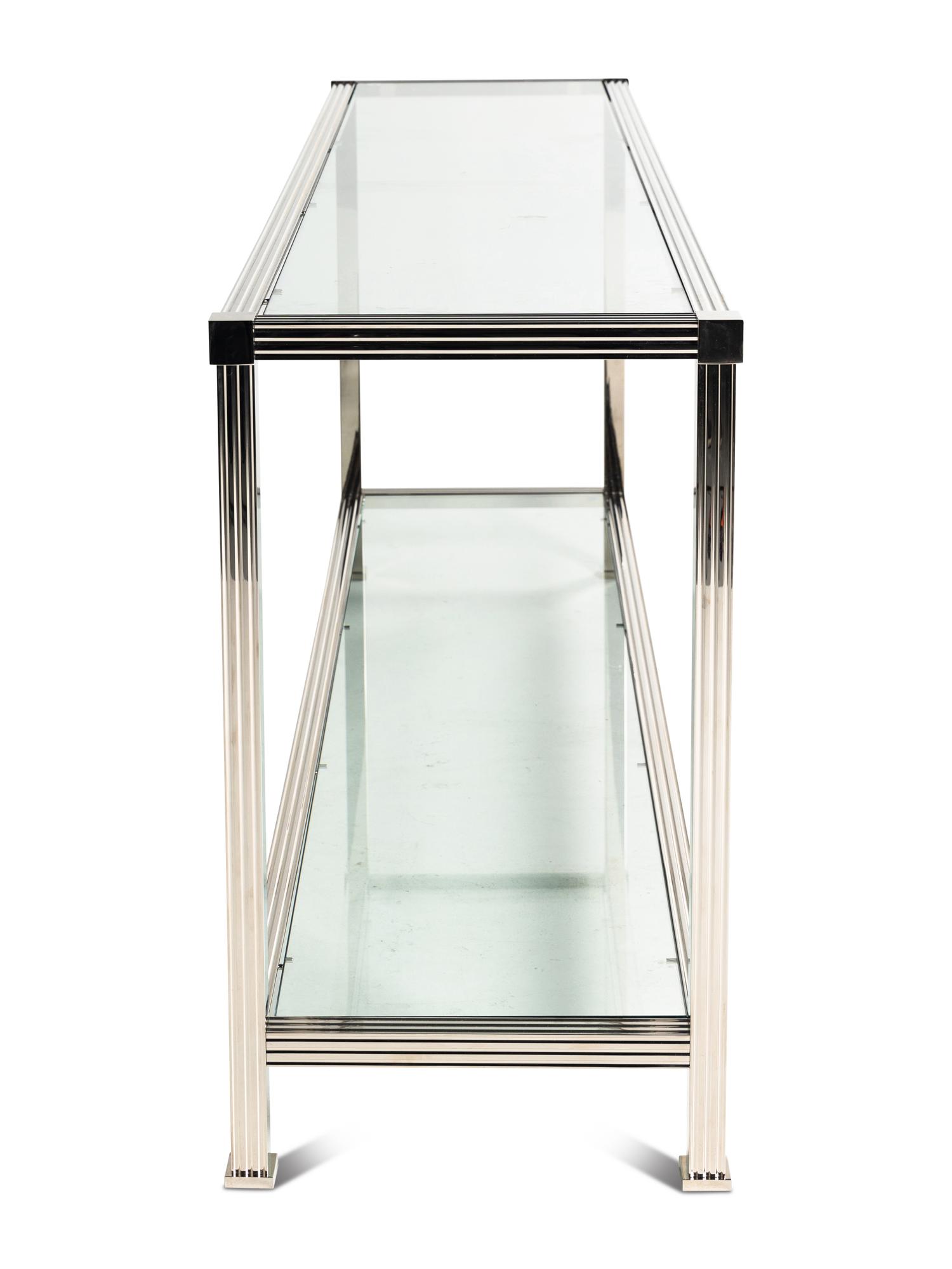 A John Boone Chromed Steel and Glass Console Table