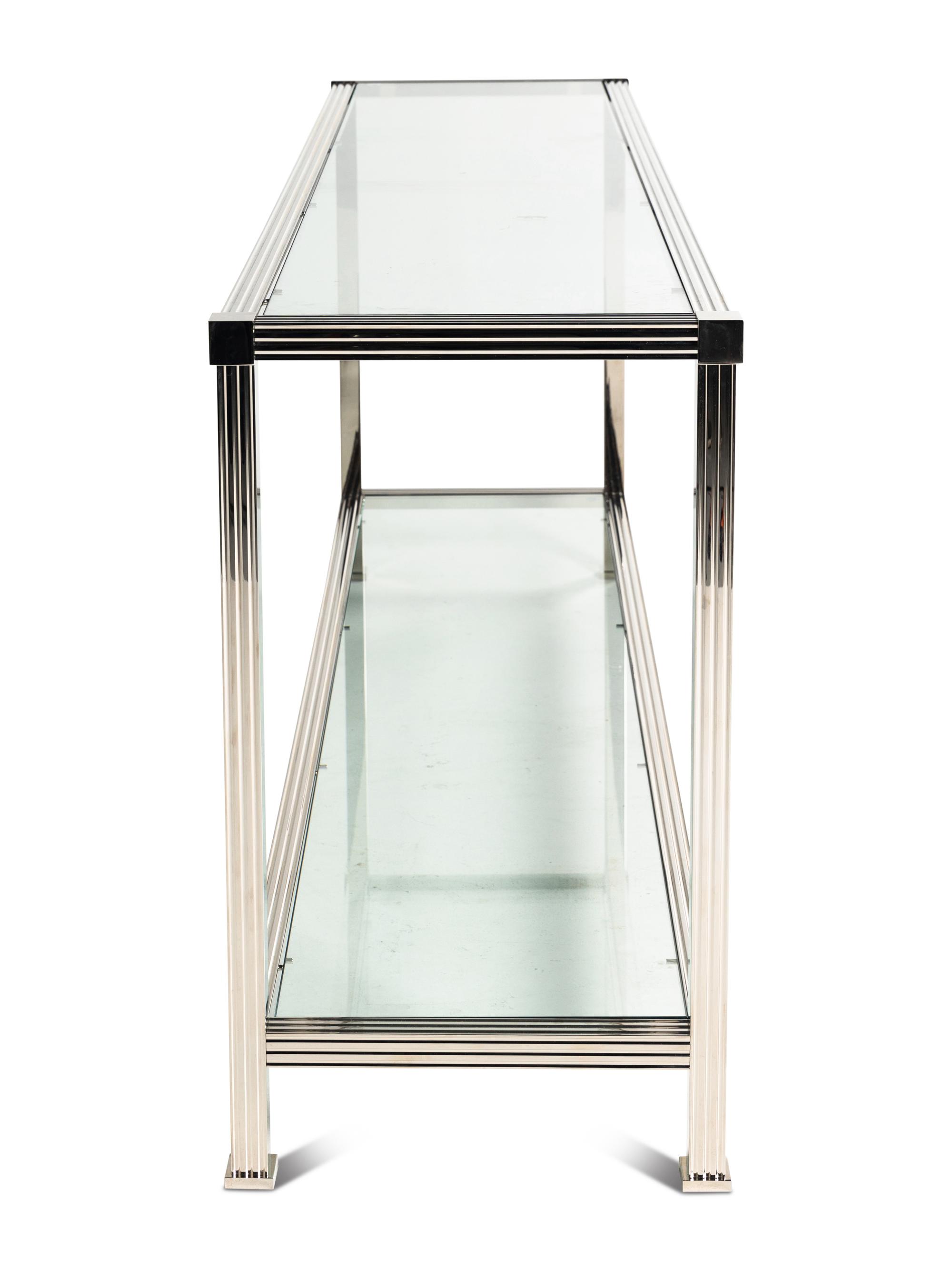 A John Boone Chromed Steel and Glass Console Table