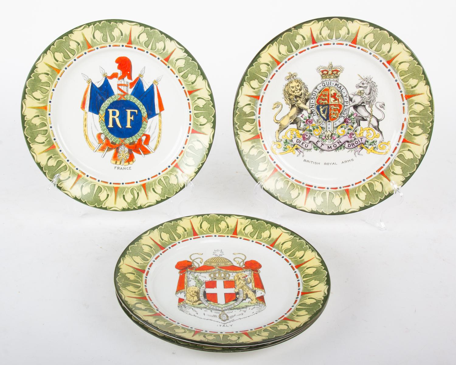 Four National Emblem Plates by Frank Beardmore & Co., Fenton Diameter 10 inches.