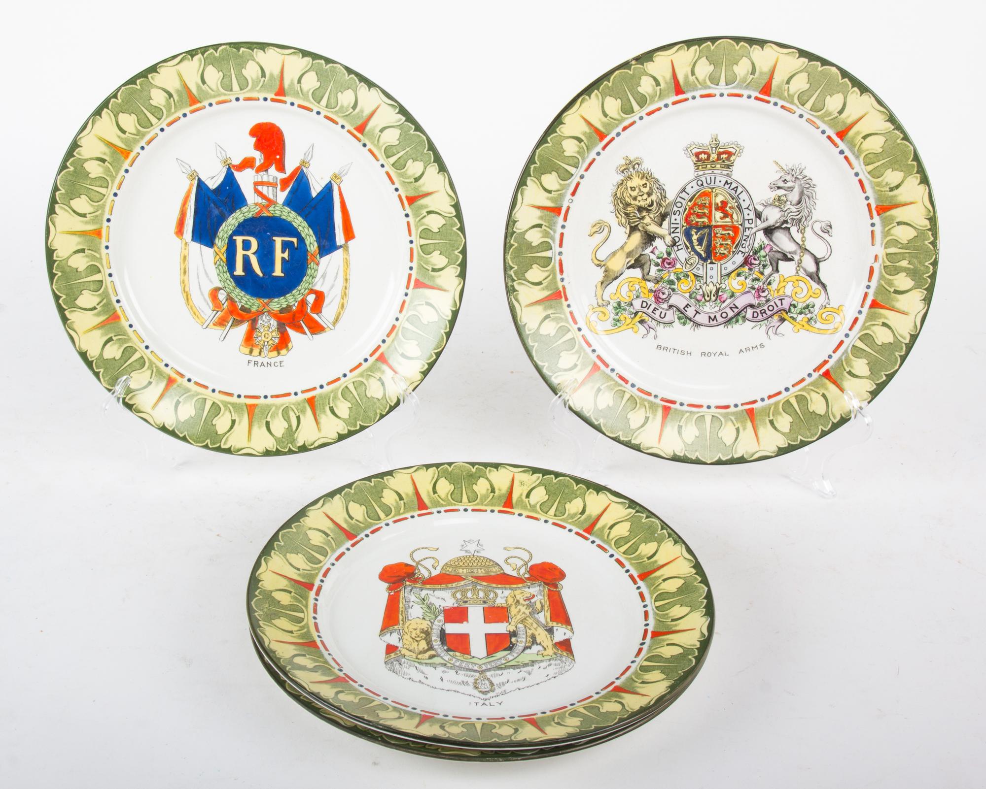 Four National Emblem Plates by Frank Beardmore & Co., Fenton Diameter 10 inches.