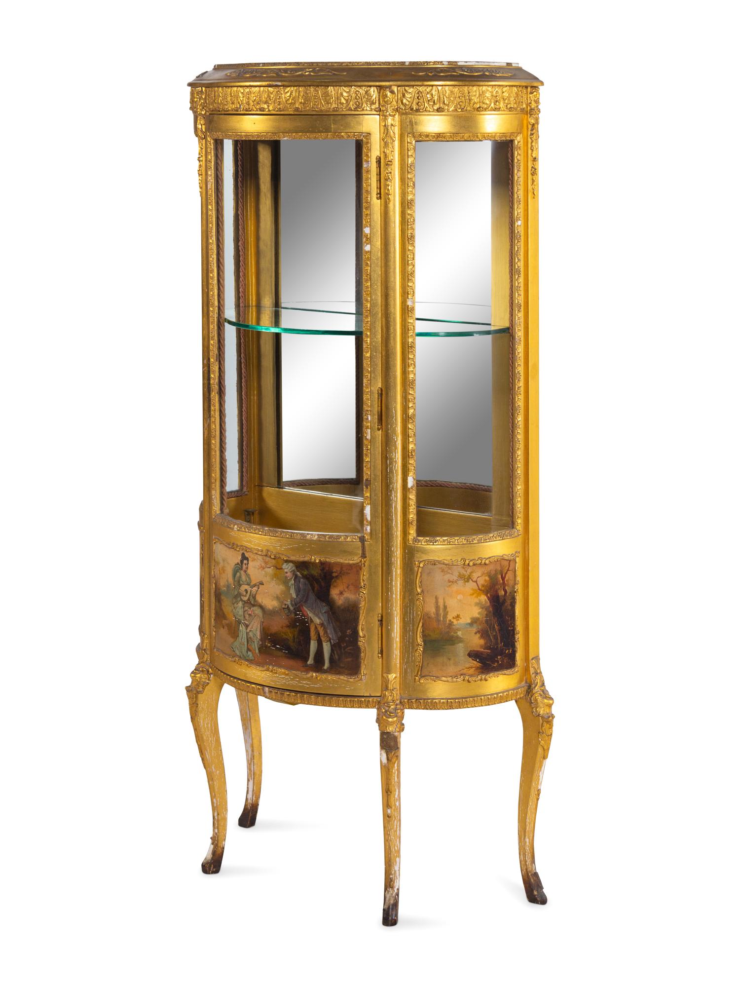 A Louis XV Style Giltwood and Vernis Martin Vitrine