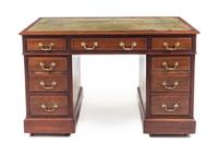 A George III Style Mahogany Pedestal Desk Height 30 x width 48 x depth 26 1/4 inches. — LATE 19TH/EARLY 20TH CENTURY