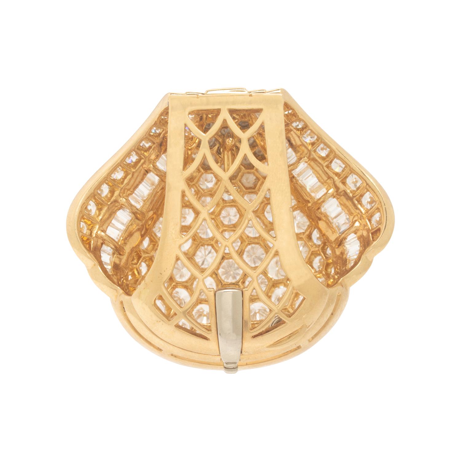 Diamond and Yellow Gold Shell Slide Pendant