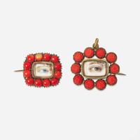 Two Georgian "Lover's Eye" brooch/pendants early 19th century