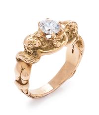 A 14 Karat Yellow Gold and Diamond Figural Ring,