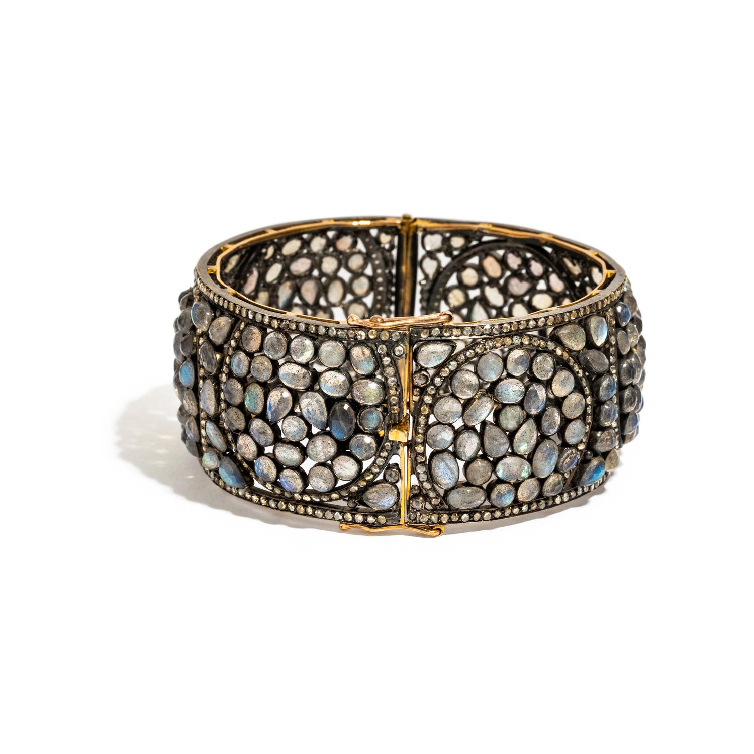 LABRADORITE BANGLE BRACELET AND EARRINGS