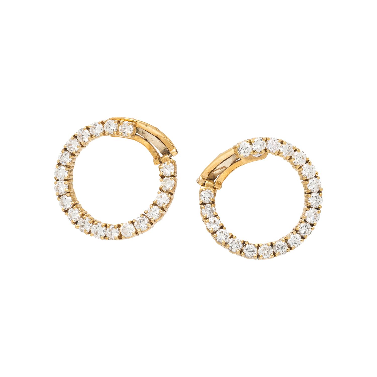 YELLOW GOLD AND DIAMOND HOOP EARRINGS