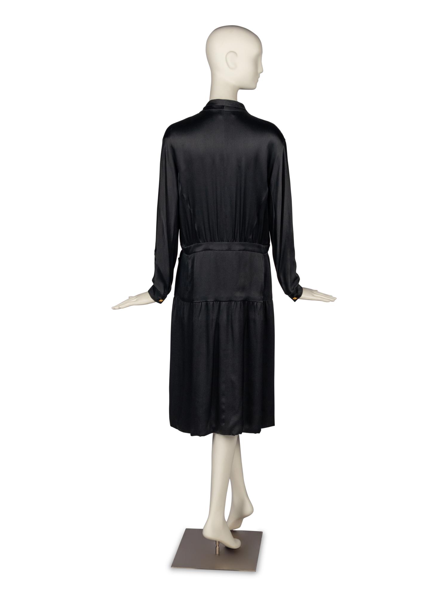 Chanel Black Satin Dress, 1980s