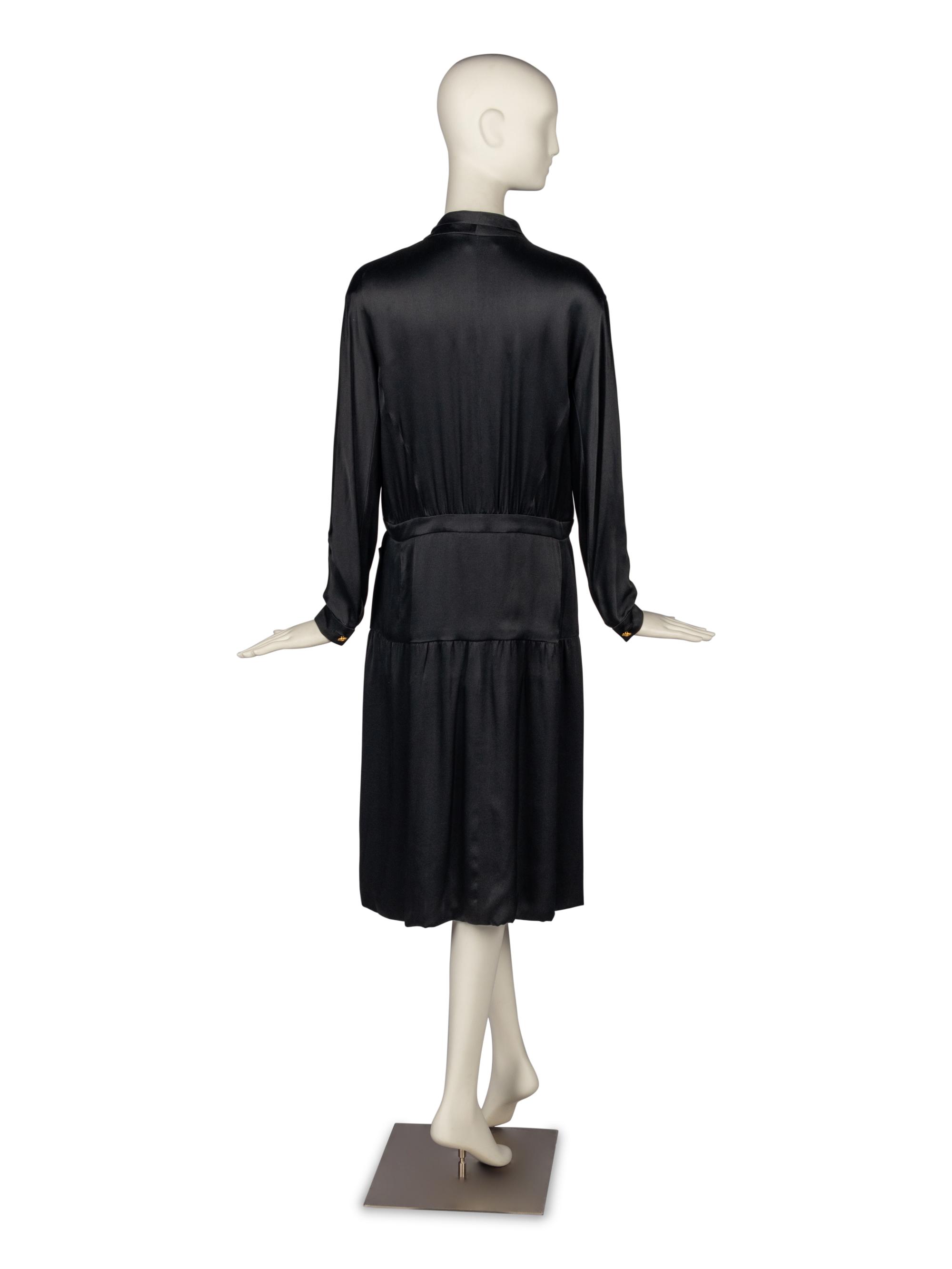 Chanel Black Satin Dress, 1980s