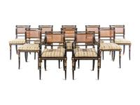 A Set of Ten Regency Style Painted Dining Chairs