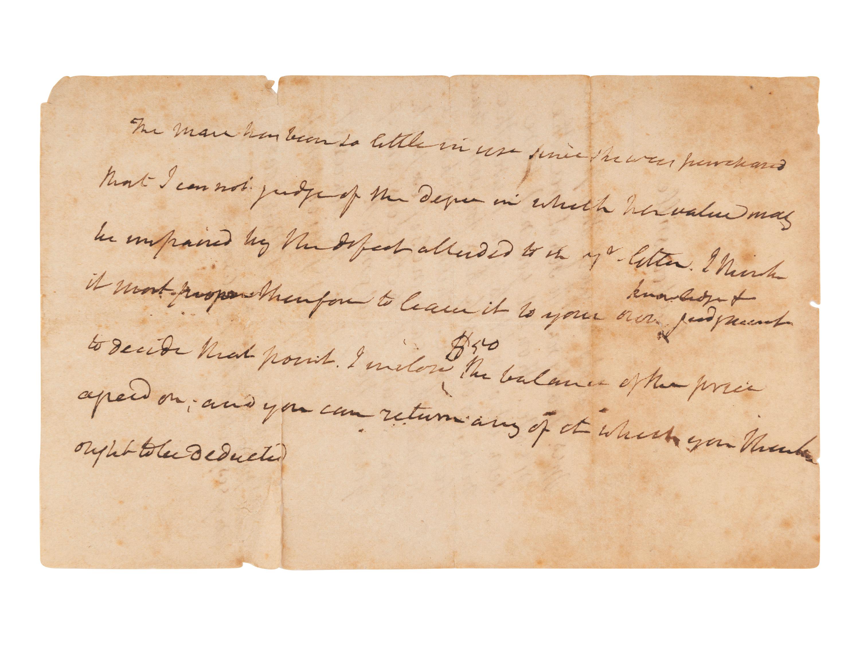 MADISON, James (1751-1836). Autograph note unsigned.