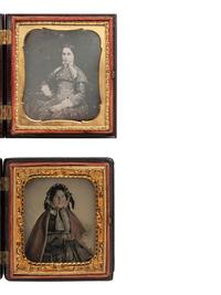 [EARLY PHOTOGRAPHY]. 9 figural, floral, and geometric Union cases containing images of women.