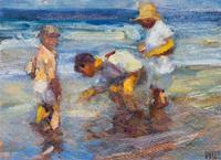 Susan Doyle, (American, 21st Century), Three Works; Untitled, (Children in the Ocean), Untitled (Three Girls in the Surf) and Untitled