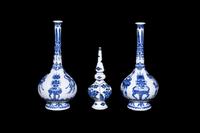 Three Chinese Blue and White Porcelain Vases