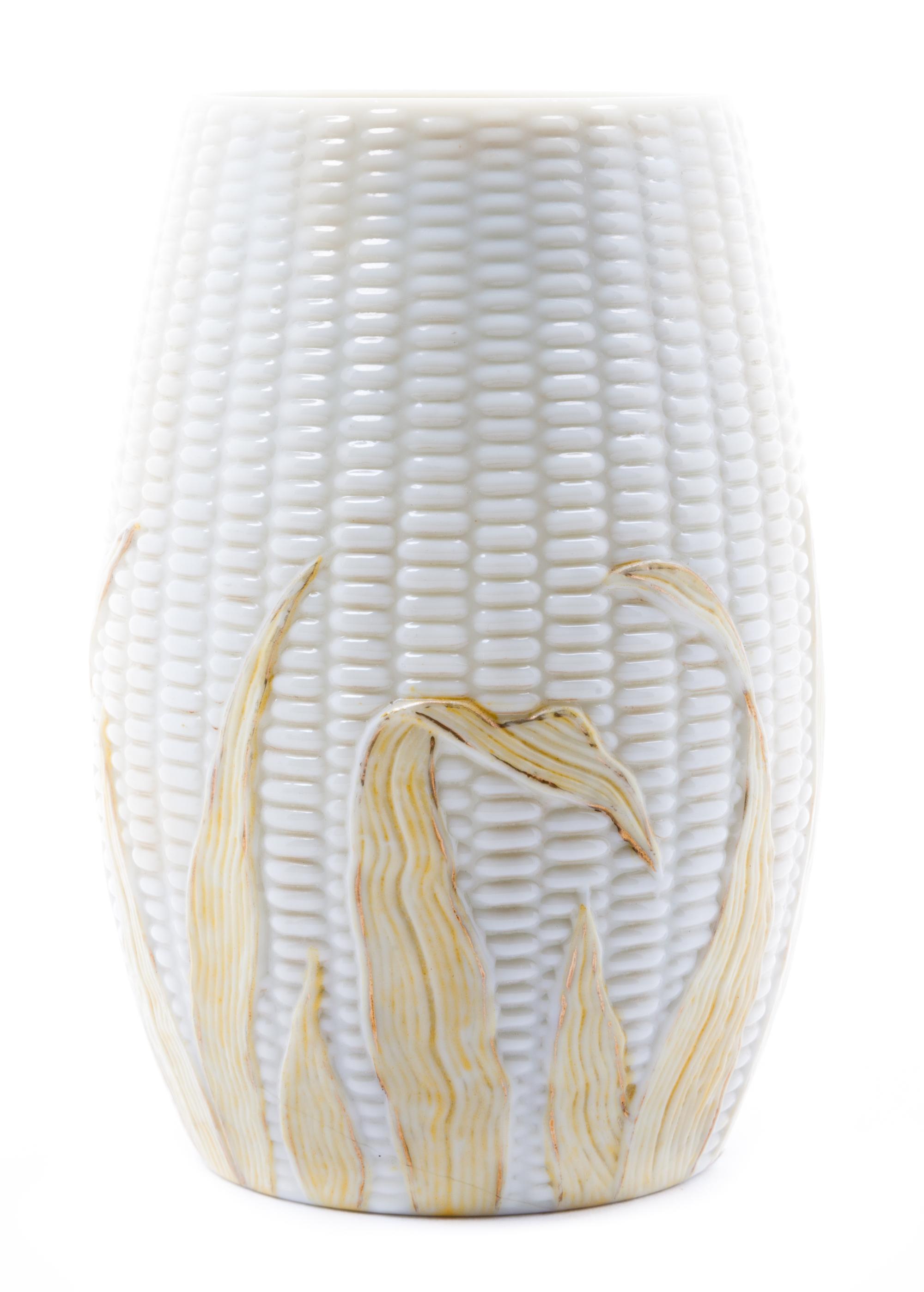 A Libbey Glass Corn Vase Height 6 1/2 inches.