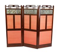 An English Mahogany Three-Panel Floor Screen