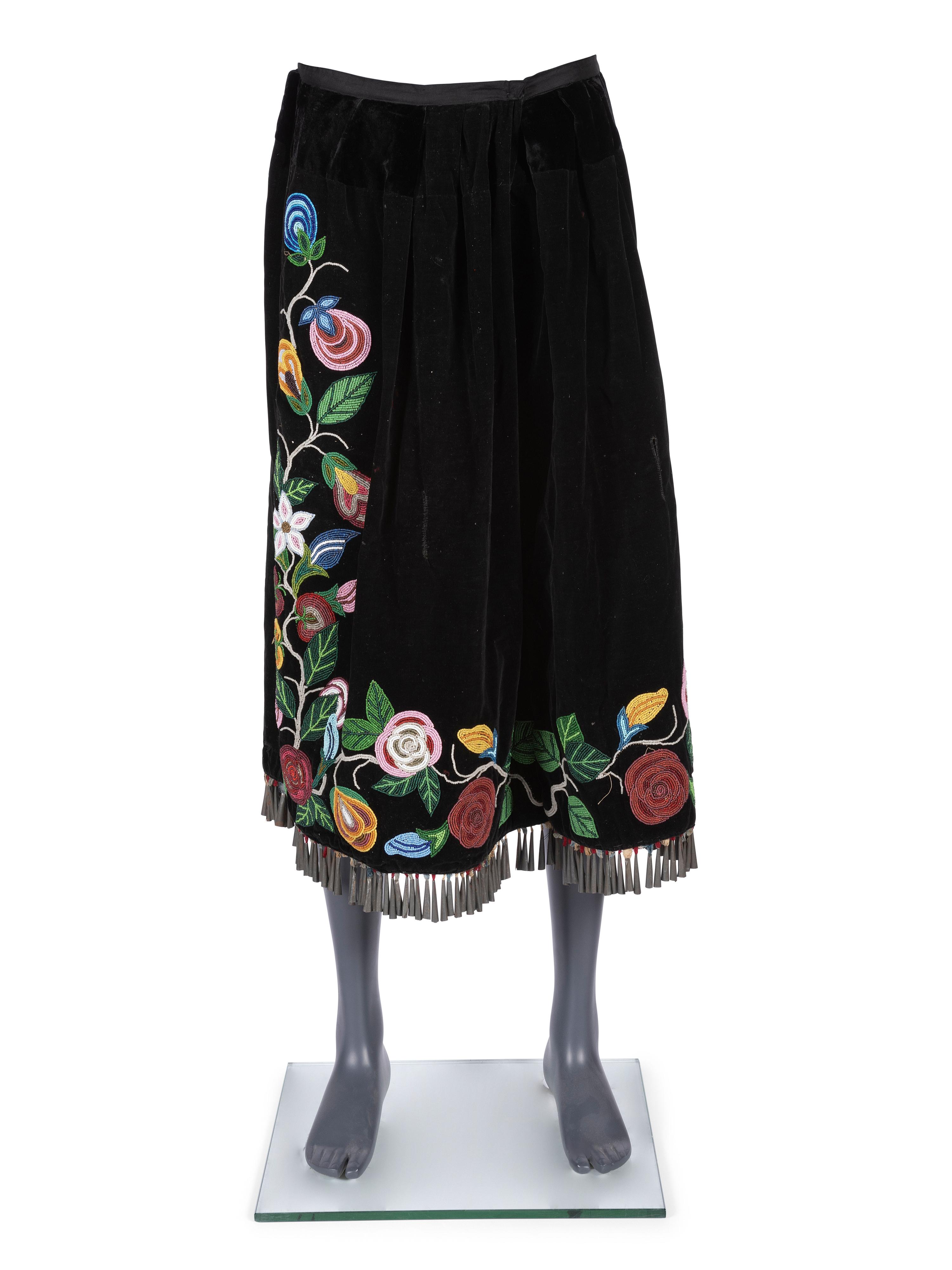 Anishinaabe Beaded Skirt, Half Leggings, and Pillow Case