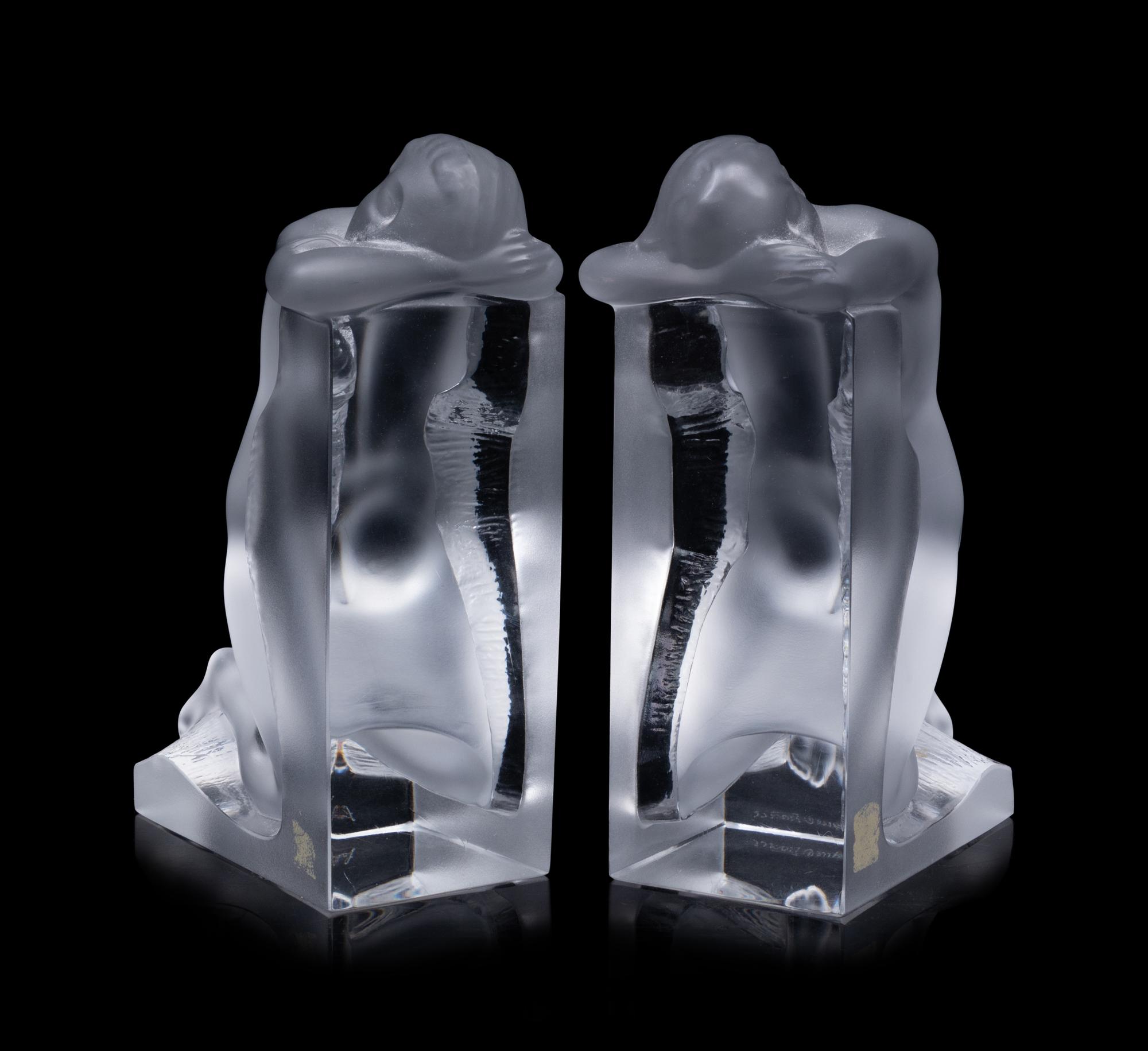 A Set of Lalique Reverie Bookends