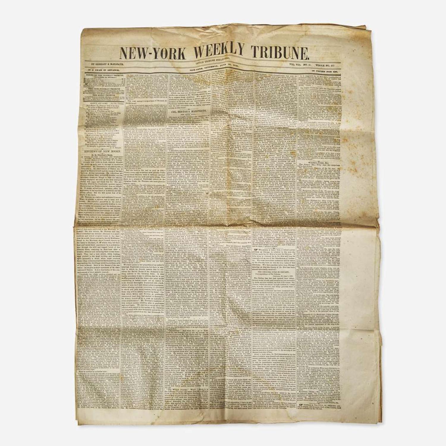 [Literature] (Thoreau, Henry D.) New-York Weekly Tribune