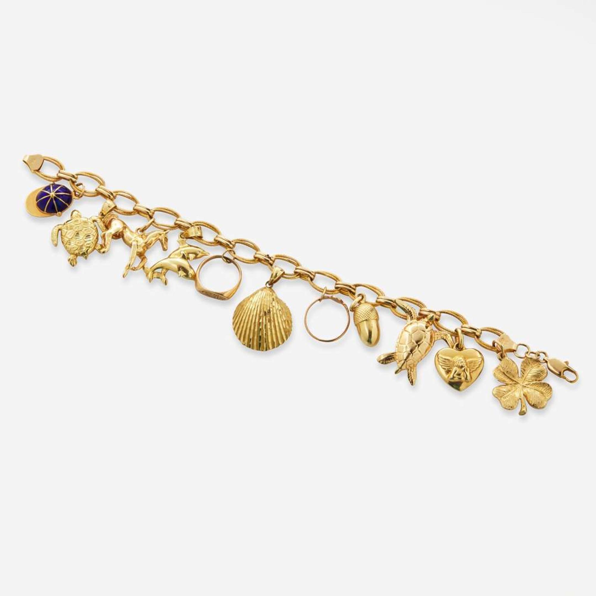 A 14K Yellow Gold Charm Bracelet