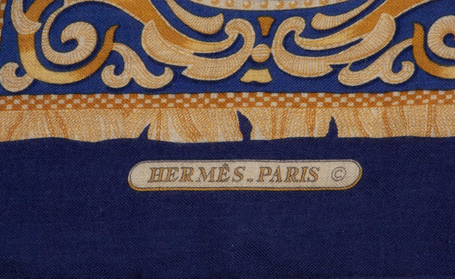 Two Hermès 90cm Silk/Cashmere Scarves