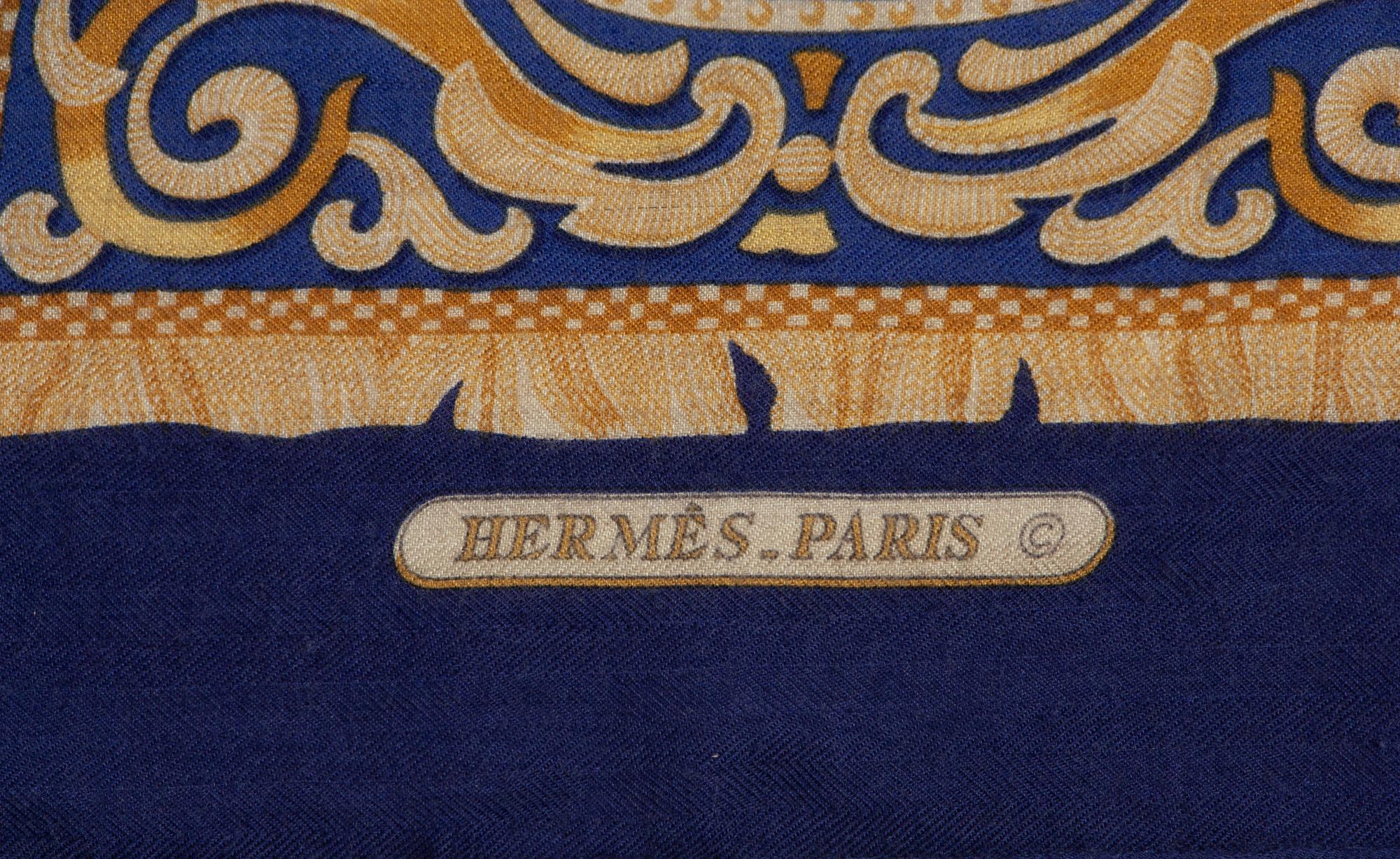 Two Hermès 90cm Silk/Cashmere Scarves