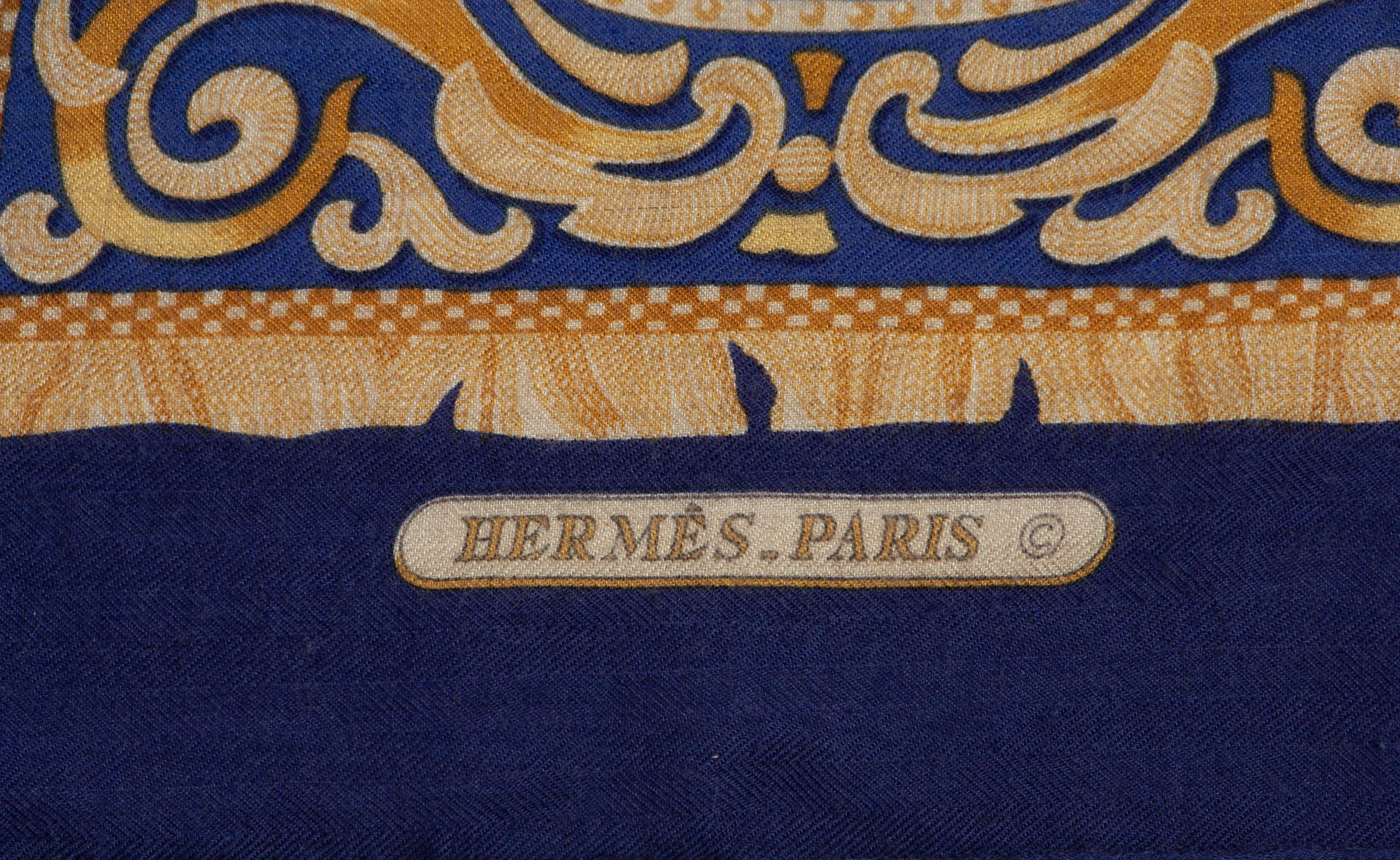 Two Hermès 90cm Silk/Cashmere Scarves
