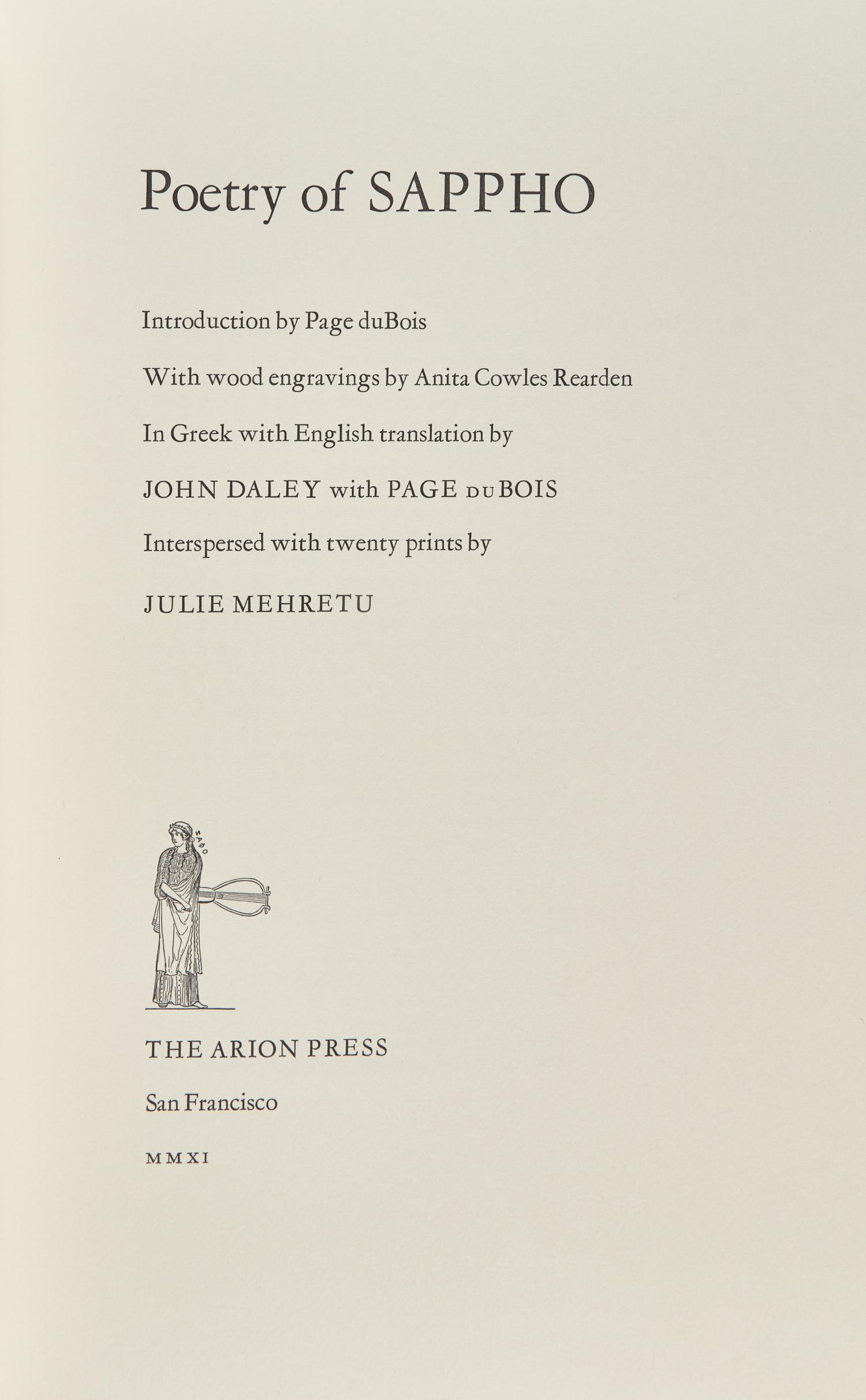 [Arion Press] [Mehretu, Julie] Poetry of Sappho