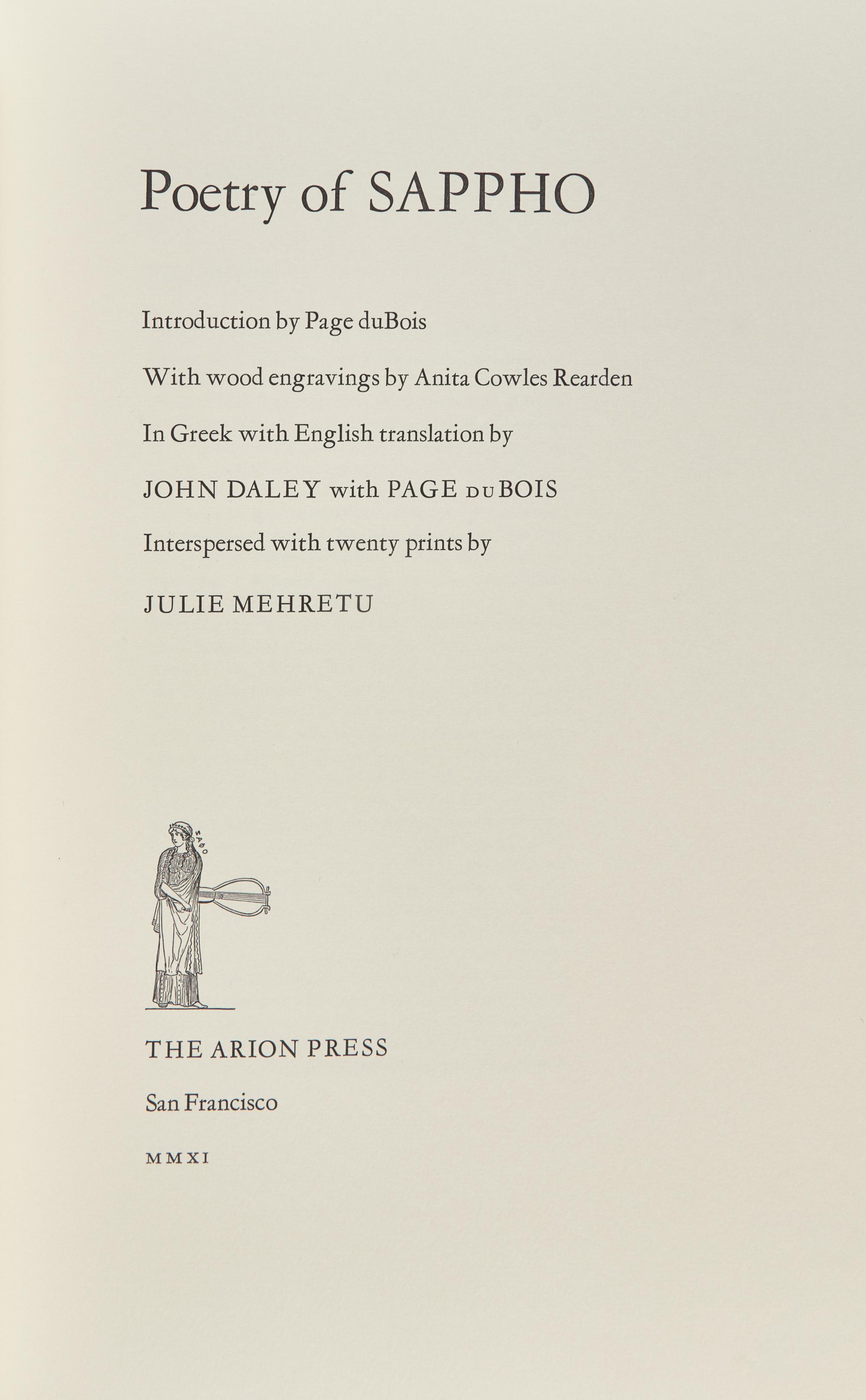 [Arion Press] [Mehretu, Julie] Poetry of Sappho