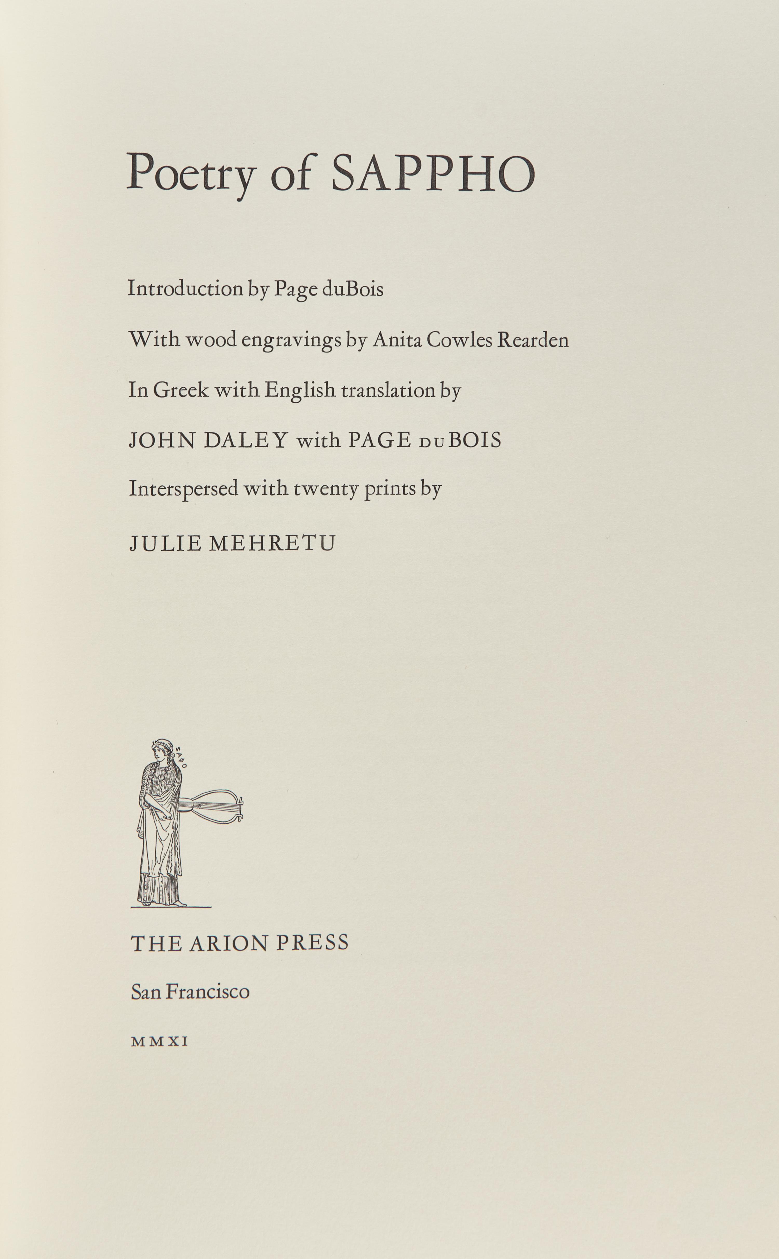 [Arion Press] [Mehretu, Julie] Poetry of Sappho