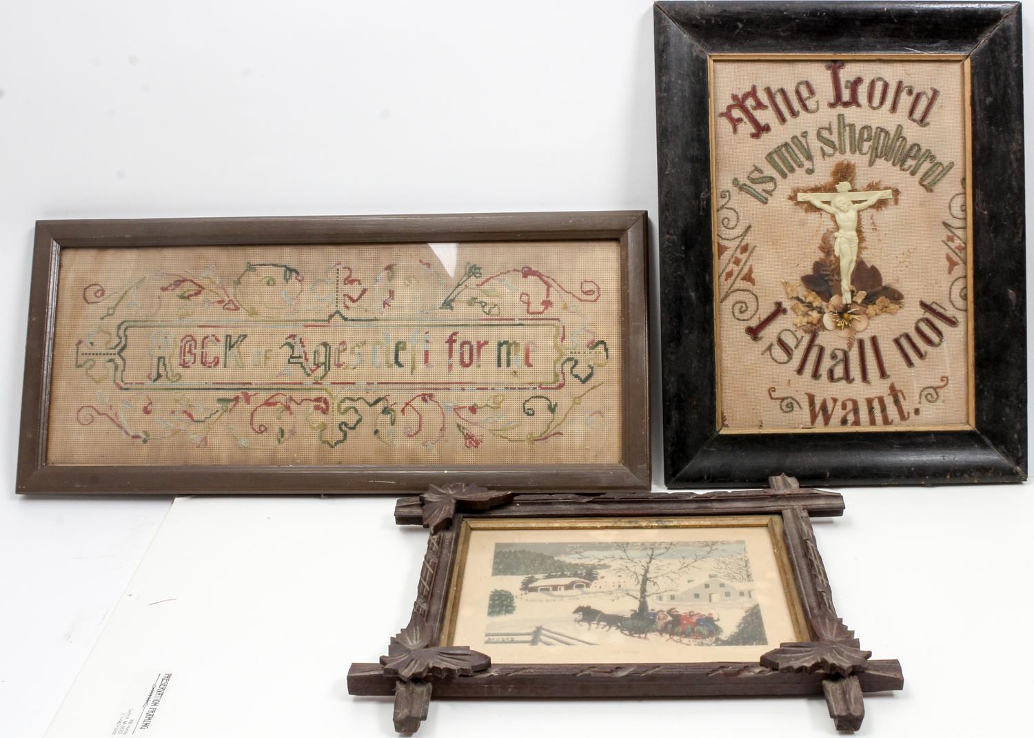 Four Victorian Needleworks Width of widest overall 25 1/2 inches. — 19TH CENTURY